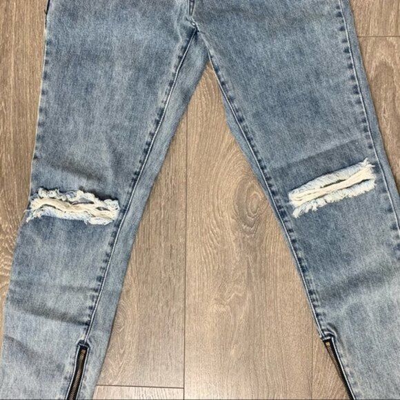 One Teaspoon Freebirds Skinny Jeans Distressed Denim ankle Zip Lowrise acid wash - Picture 8 of 16